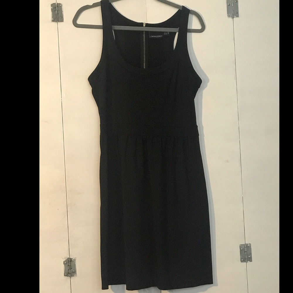 L - Cynthia Rowley black dress with gold zipper